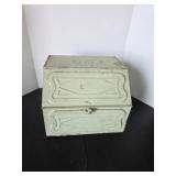 Vintage mint green metal bread box