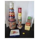 Large assortment tin storage containers