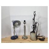 Box lot assorted lamps, light fixture and lamp