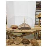 assortment of handwoven wicker and rattan