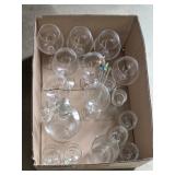 Box lot clear glass - decanter with stopper,