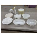 Assorted vintage milk glass