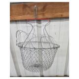 vintage collapsible wire mesh gathering basket,