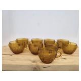 9 vintage amber glass coffee cups in the Sandwich