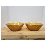 2 vintage amber glass serving bowls in the