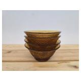 4 vintage amber glass pressed bowls in the
