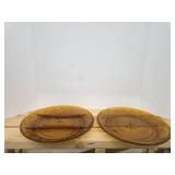 Vintage amber glass sandwich pattern platters made