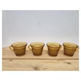 4 vintage amber glass punch or coffee cups in the