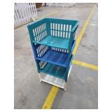 Four tier plastic storage rack and rubber coated