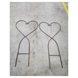 2 decorative wrought 5 ft iron heart shaped
