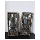 Two vintage chalkware wall hangings