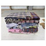 Box lot miscellaneous flannel, etc quilting