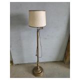 Vintage metal extendable floor lamp with milk