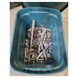 10 GAL STORAGE TOTE W/ ASSORTED RATCHETS &