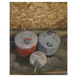 3 VINTAGE GALVANIZED GAS CANS
