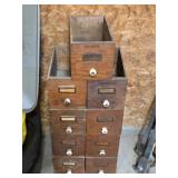 9 VINTAGE SMALL WOODEN DRAWERS