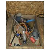 BOX LOT HAND PUMPS, FUNNELS, ETC