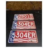 3 VINTAGE SPIRIT OF 76 MICHIGAN LICENSE PLATES