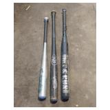 3 VINTAGE WOOD AND ALUMINUM SOFTBALL BATS
