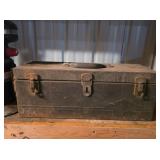 VINTAGE METAL TOOL BOX W/ CONTENTS