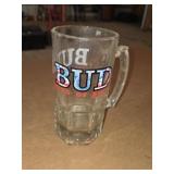 VINTAGE LARGE BUD KING OF BEERS GLASS MUG