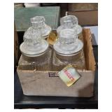 4 VINTAGE KOEZE'S GLASS CANISTERS