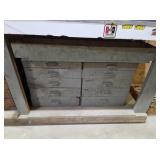 VINTAGE 10 DRAWER WOODEN ORGANIZER W/ CONTENTS