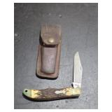 VINTAGE SCHRADE JACKKNIFE AND LEATHER SHEATH