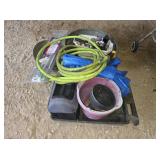 LAWN & GARDEN LOT - GARDEN HOSE, GALVANIZED TUB,