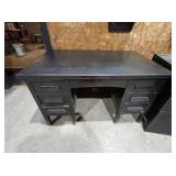 VINTAGE WOODEN BLACK PAINTED OAK OFFICE DESK