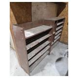 2 VINTAGE METAL STORAGE SHELVING UNITS