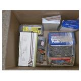 BOX LOT ASSORTED FASTENERS, NAILS, SCREWS, ETC
