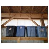 4 RUBBERMAID ROUGHNECK 18 GAL STORAGE TOTES