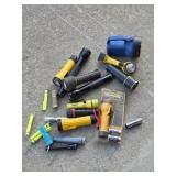 Box lot assorted flashlights