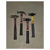 4 Plumb and Stanley fiberglass handle hammers