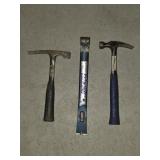 3 Estwing hammers and pry bar