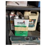 Box lot assorted wood sealer, cleaner,