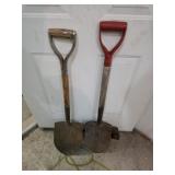 2 hardwood handle landscaping spade shovels
