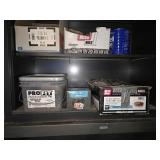 Box lot assorted coiled nails and roofing nails -