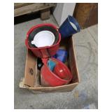 Box lot assorted oil funnels