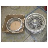 4 vintage Chevrolet spoke hubcaps and beauty