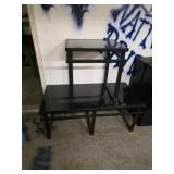 2 modern black metal frame glass top coffee