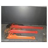 3 vintage Rigid Tool pipe wrenches - 14-in,