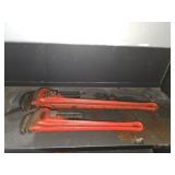 2 vintage Rigid Tool pipe wrenches - 18-in,