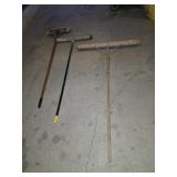 3 assorted push brooms- 18 in, 24-in, 36 in