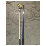 2 assorted fiberglass step lock extension poles