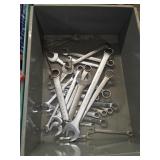 Metal drawer with assorted wrenches, must take