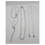 Clear Plastic Crystal Necklaces, Blue Gem