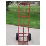 Red 2 wheel cart.