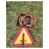 Slow Moving Vehicle Sign, Rope and Pulley